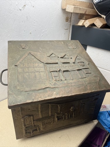 Vintage pressed brass fireside - pressed,