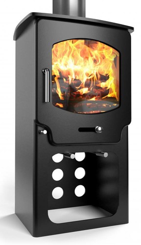 Modern tall black - stove, log