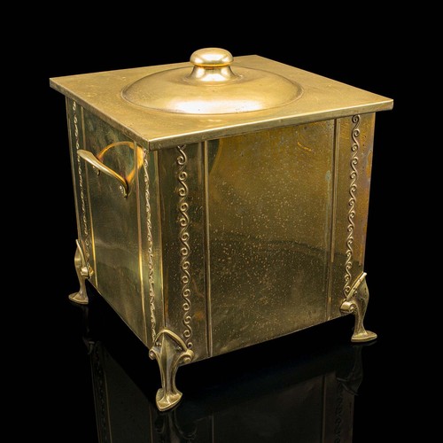 Antique lidded coal scuttle - coal,