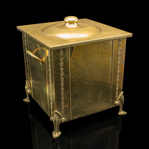 Antique lidded coal scuttle - lidded,